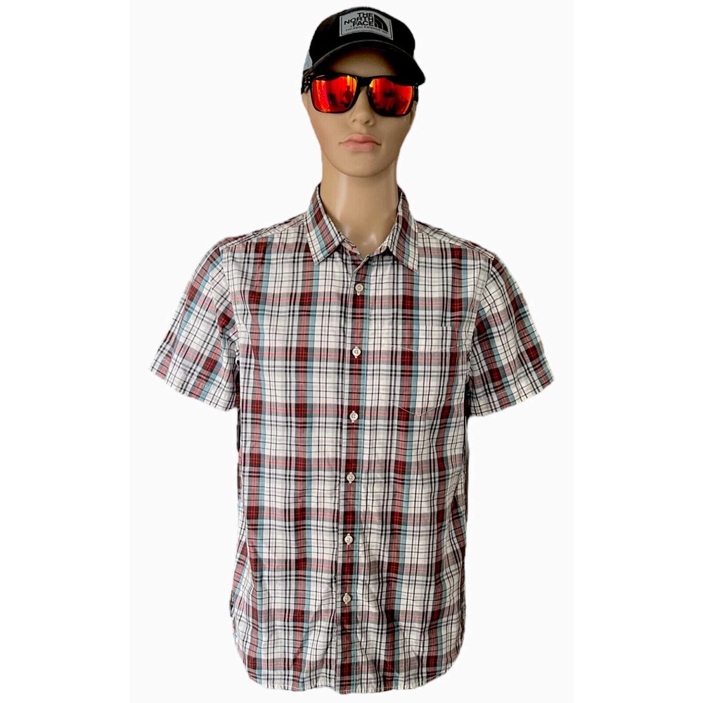 The North Face Mens Size Medium Plaid Short Sleeve‎ Button Down Shirt